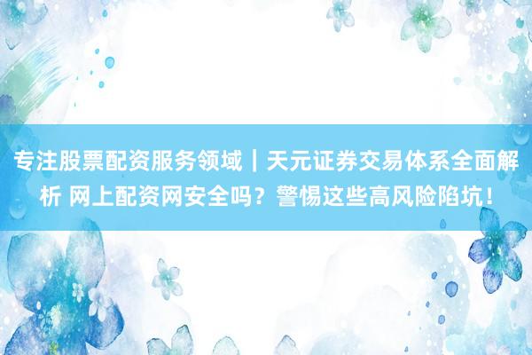 专注股票配资服务领域｜天元证券交易体系全面解析 网上配资网安全吗？警惕这些高风险陷坑！