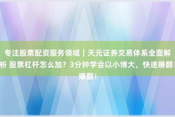 专注股票配资服务领域｜天元证券交易体系全面解析 股票杠杆怎么加？3分钟学会以小博大，快速赚翻！