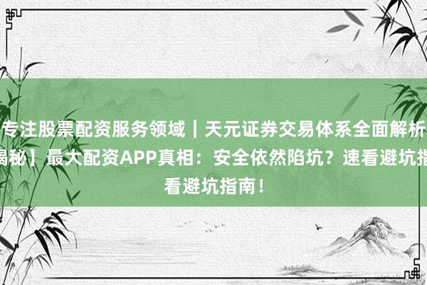 专注股票配资服务领域｜天元证券交易体系全面解析 【揭秘】最大配资APP真相：安全依然陷坑？速看避坑指南！