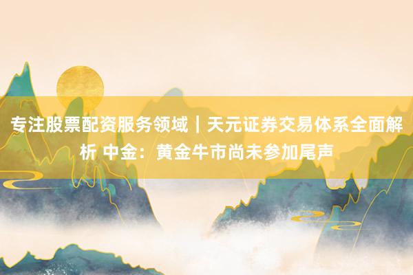专注股票配资服务领域｜天元证券交易体系全面解析 中金：黄金牛市尚未参加尾声